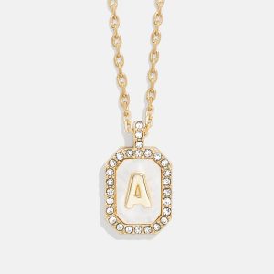Gold & Mother of Pearl Initial Necklace - Mother Of Pearl