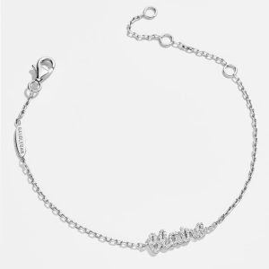 Sterling Silver Pav?? Custom Nameplate Bracelet - Sterling Silver. Pav?? Cubic Zirconia Stones