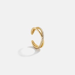 Mercedes 14K Gold Ear Cuff - Gold/Pav??