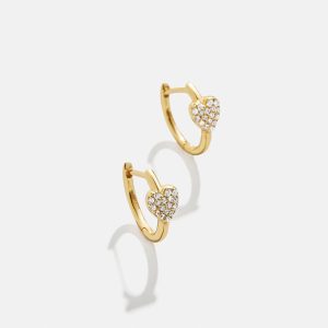 Little Hearts Big Feelings 18K Gold Kids' Huggie Earrings - Gold/Pav??