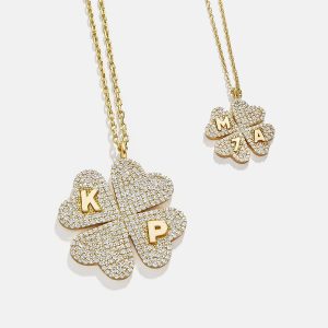 Clover 14K Gold Custom Pendant Necklace - 14K Gold. Pav?? Cubic Zirconia Stones