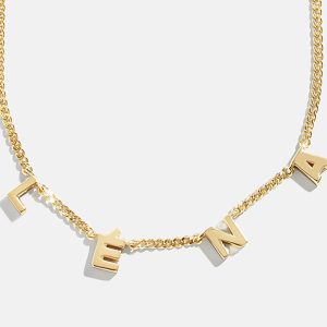 Mini 14K Gold Spaced Letter Custom Name Necklace - 14K Gold