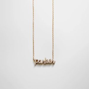 14K Gold Custom Nameplate Necklace - Mini Script