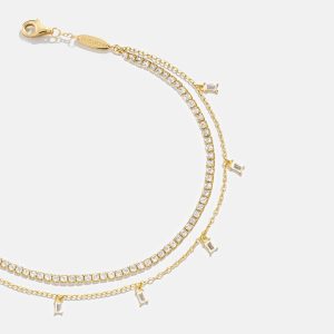 Tina 18K Gold Layered Anklet - Gold/Pav??