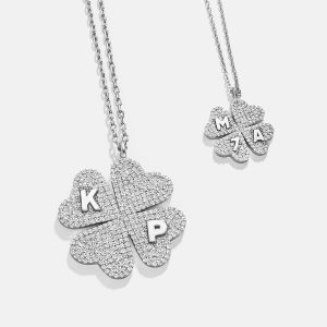Clover Sterling Silver Custom Pendant Necklace - Sterling Silver. Pav?? Cubic Zirconia Stones