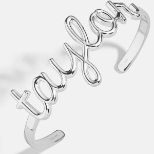 Sterling Silver Custom Nameplate Cuff Bracelet - Sterling Silver