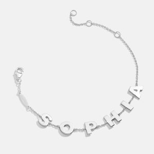 Sterling Silver Spaced Letter Custom Name Bracelet - Sterling Silver