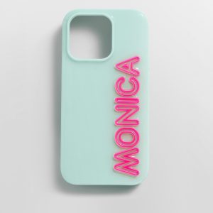 Fine Line Custom iPhone Case - Mint Green/Hot Pink