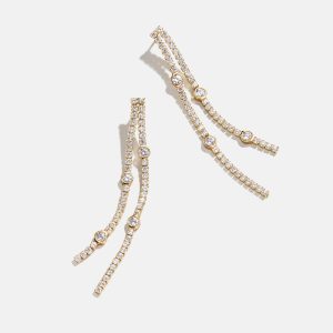 Lyanna 18K Gold Drop Earrings - Gold/Pav??