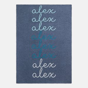 Script Ombre Name Custom Blanket - Denim/Light Blue