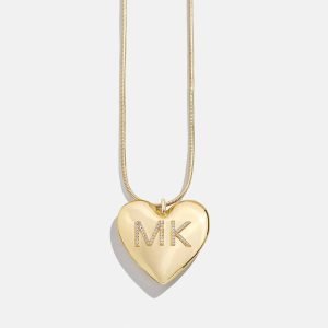 Millie Bubble Heart Custom Initial Necklace - Gold