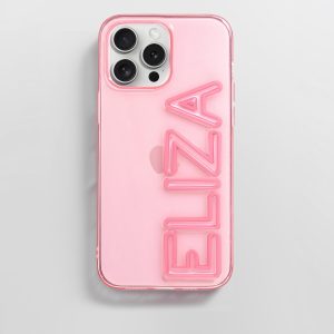 Fine Line Custom iPhone Case - Transparent Pink/Pink