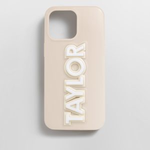 Block Font Custom iPhone Case - Beige/White
