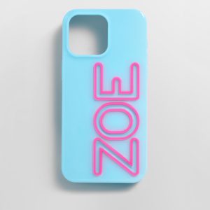 Fine Line Custom iPhone Case - Light Blue/Hot Pink