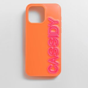 Fine Line Custom iPhone Case - Orange/Hot Pink