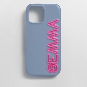 Fine Line Custom iPhone Case - Slate Blue/Hot Pink