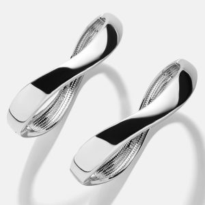 Natalia Wavy Hinge Bangle Set - Silver