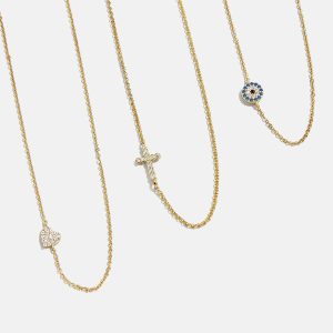 18K Gold Asymmetrical Cross Necklace - Cross