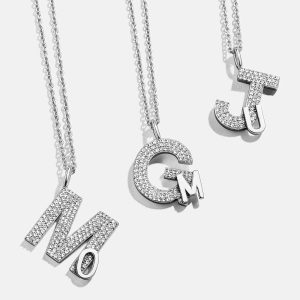 Double Initial Custom Necklace - Pav??/Silver