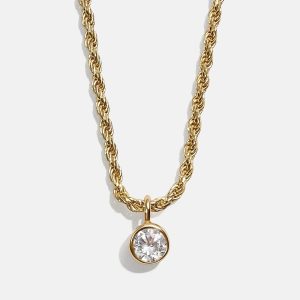 Florence 18K Gold Plated Sterling Silver Birthstone Necklace - Crystal