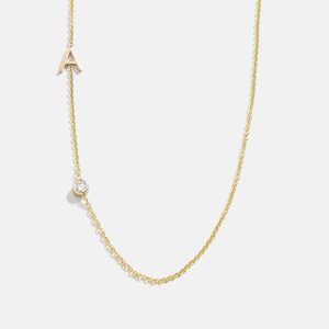 Maya Brenner Monogram Necklace with Diamond - Gold