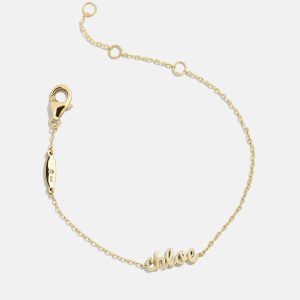 14K Gold Custom Nameplate Bracelet - 14K Gold