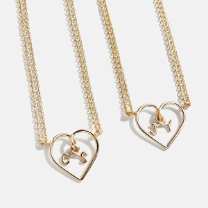 Wired Heart Custom Initial Necklace - Gold