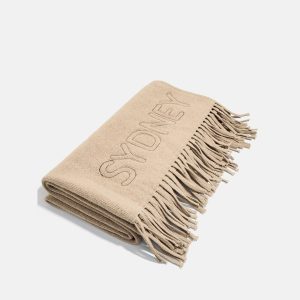 Pure Merino Wool Custom Blanket - Tan Sand/Chocolate Brown