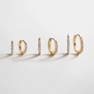 Niata Waterproof Earring Set - Gold/Pav??