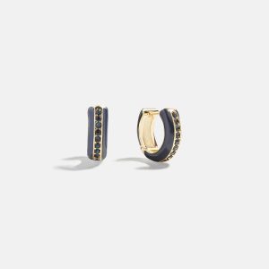 Game Day Enamel Huggie Earrings - Navy