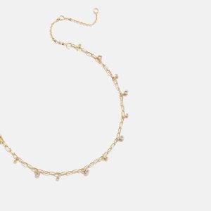 Faye 18K Gold Crystal Anklet - Gold/Pav??