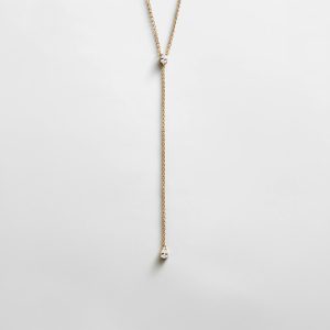 Teardrop 14K Gold Lariat Necklace - Gold/Pav??