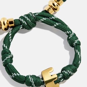 Knotty Initial Custom Bracelet - Dark Green Single Letter
