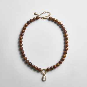 Janette Beaded Ring Necklace - Tiger's Eye