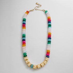 Block Letter Beaded Custom Necklace - Multi