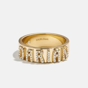 14K Gold Cigar Band Custom Ring - Gold/Pav??