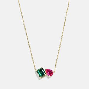 Toi et Moi 14K Gold Custom Birthstone Necklace - Gold