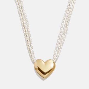 Millie Kids' Bubble Heart Necklace - Gold/Pearl