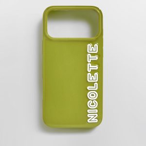Fine Line Custom iPhone Case - Olive Green/White