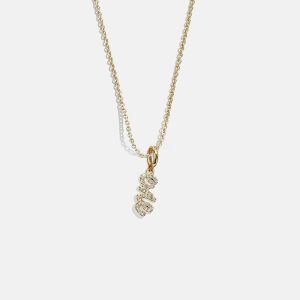Mini Pav?? Script Cluster Custom Nameplate Necklace - 1 Name