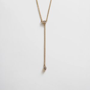 Evil Eye Lariat Necklace - Gold/Pav??