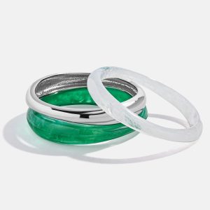 Raven Resin Bangle Set - Malachite