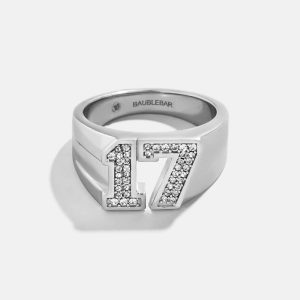 Varsity Number Custom Ring - Silver/Pav??