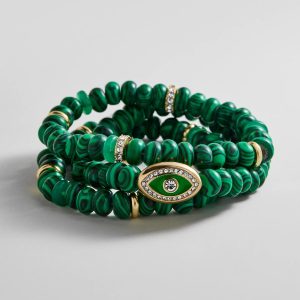 Energy Aligned Evil Eye Bracelet Set - Malachite