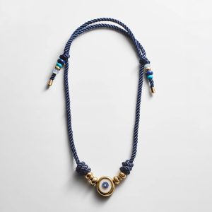 Eye Candy Evil Eye Cord Necklace - Gold/Blue