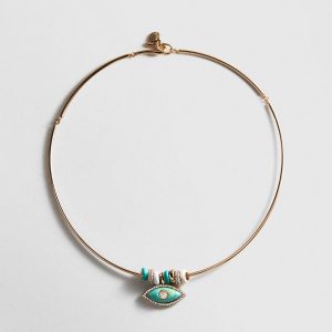 Evil Eye Collar Necklace - Gold/Blue
