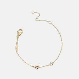 14K Gold Initial Birthstone Custom Bracelet - Crystal