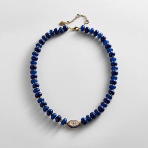 Eye Catcher Semi-Precious Necklace - Navy
