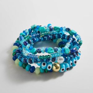 Darcy Semi-Precious Beaded Bracelet Set - Blue