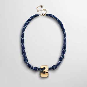 Knotty Varsity Custom Necklace - Navy Single Digit